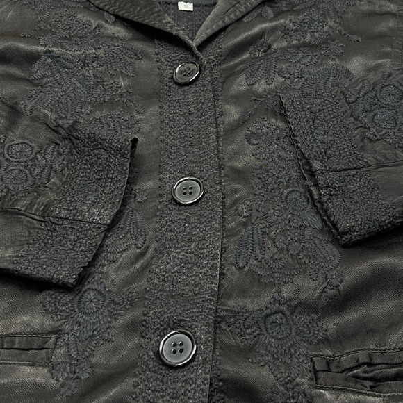 Johnny Was Crosyen Satin Embroidered Lightweight Jacket Sz S Black Elegant Party - Picture 5 of 7